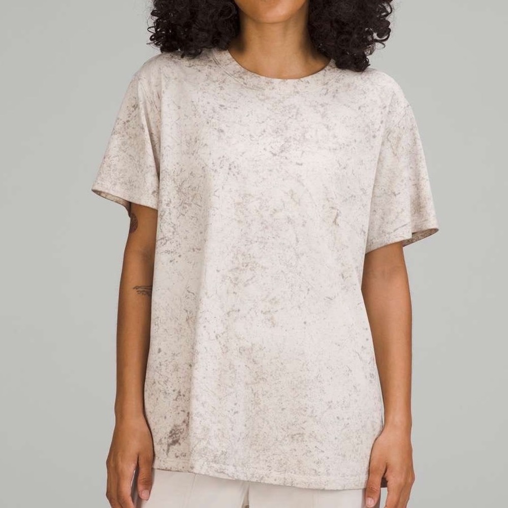 Lululemon All Yours Cotton T-Shirt Grey Marble Wash Pima Cotton Relaxed Tee
